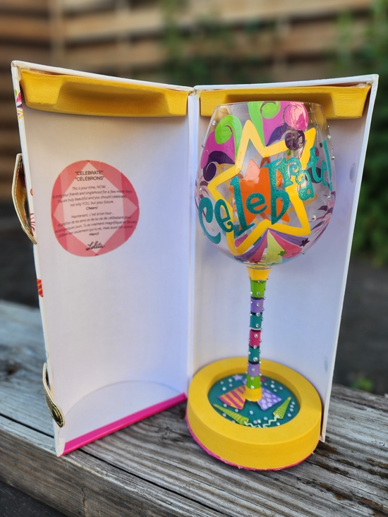 Lolita Other - Lolita Multicolor Collectible 'Celebrate' Hand-Painted & Embellished Wine Glass